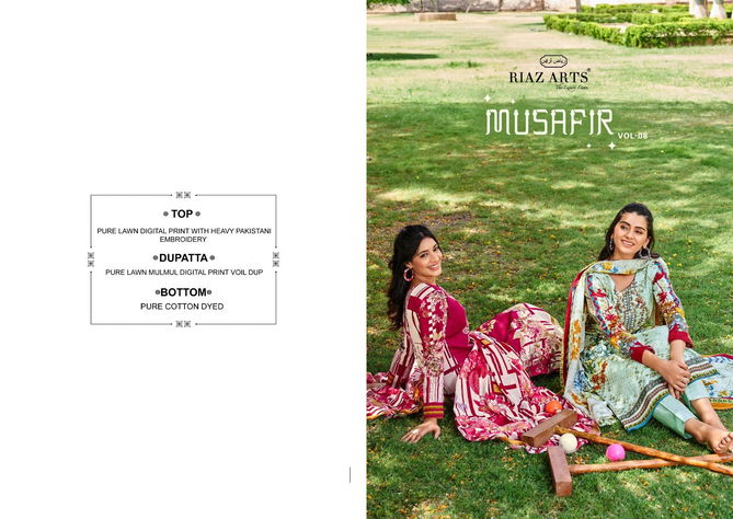 Musafir Vol 8 By Riaz Arts Digital Printed Karachi Cotton Dress Material Wholesale Online
